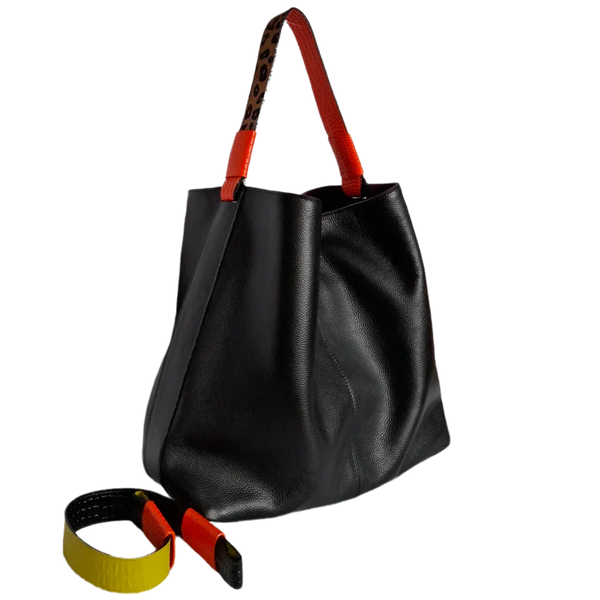 Bolso de mano para dama Addison de cuero negro