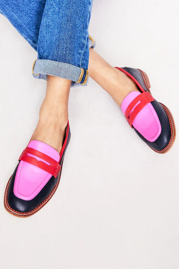 Lunessa | Mocasines negros con acento colorido