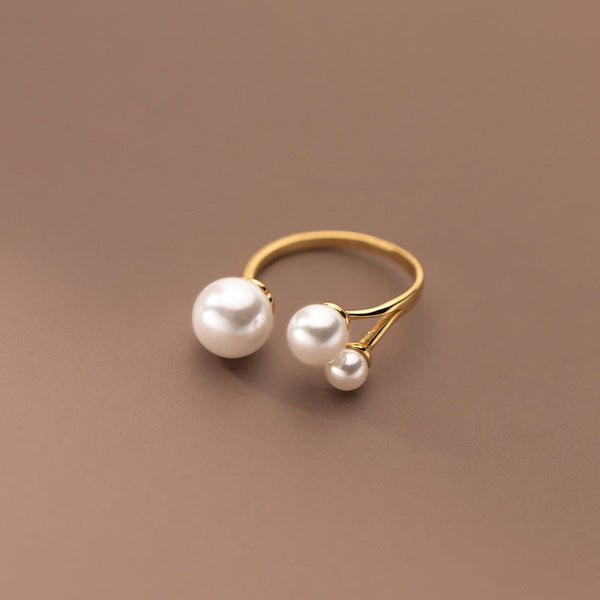 SOFÍA | Anillo ajustable triple con perlas de agua dulce