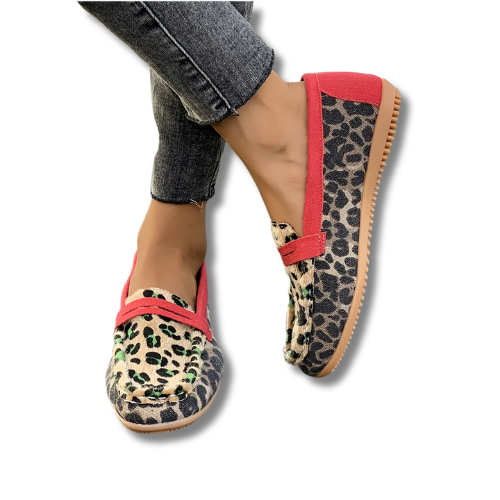 Aimee™ | Mocasín Leopardo Rojo