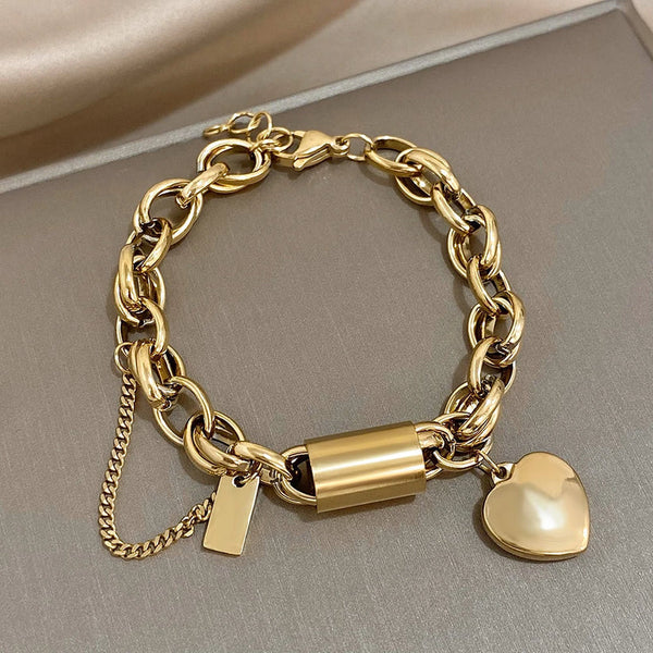 Pulsera Chunky Heartened | Oro